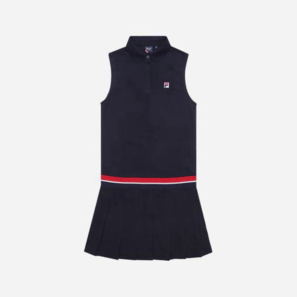 Vestidos Fila Mulher Azul Marinho - Fila Line Pleated Portugal Online,IDXR-85201